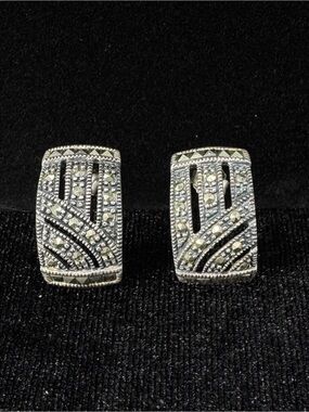 Sterling Silver Marcasite Earrings Art Deco Revival